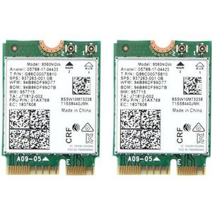 Daijianbin 2 x 9560NGW WLAN-kaart 1730 Mbps Wireless AC 9560 Dual Band 2.4G+5G Bluetooth 5.0 802.11Ac M.2 CNVI 9560NGW draadloze adapter