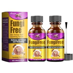 Bee Venom Nail Care Solution, voetverzorging kalmerend serum, dikke teenverzorging, zachte nagelcrème met borstelkop voor voetschimmel, dikke, gebroken, verkleurde of beschadigde nagel (2 stuks)