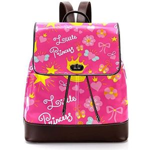 Gepersonaliseerde casual dagrugzak tas voor tiener roze gele kroon bloemen kleine prinses schooltassen boekentassen, Meerkleurig, 27x12.3x32cm, Rugzak Rugzakken