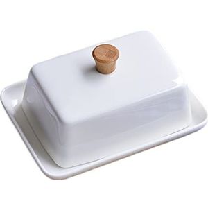 botervloot 1 Set van witte keramische rechthoekige boter dish servies porselein container boterschotel met deksel - vaatwasserbestendig (wit) Boter Schotel
