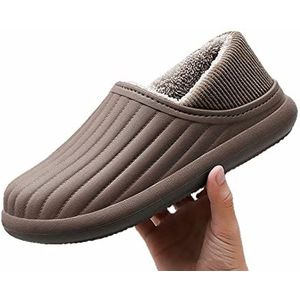 Slippers Winter/Autumn Cotton Slippers For Women Warm Plush Soft Sneakers Men Eva Waterproof Home Shoes Garden Stroll-Coffee(Shoe),44-45(Foot 265Mm)