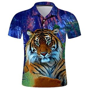 3D Tijger Bedrukt Polo Shirt Dieren Mannen Sweatshirts Mode Mannen Streetwear Shirts Cool Tops, 592, XXL