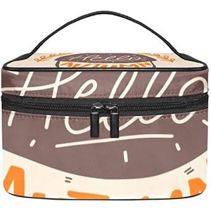 Hallo Herfst Nut Make-up Organizer Bag, Reizen Make-up Tas Organizer Case Draagbare Cosmetische Tas voor Vrouwen en Meisjes Toiletartikelen, Meerkleurig, 22.5x15x13.8cm/8.9x5.9x5.4in