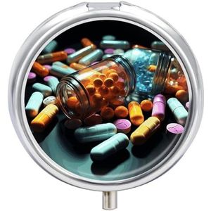 Geneeskunde Pillen Doos Ronde Draagbare Kleine Pil Case Waterdichte Reizen Pillendoos Organizer voor Pocket Purse en Dagelijks Gemak