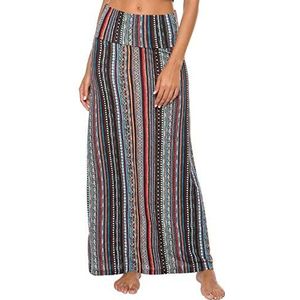 EXCHIC Dames Zomer Strand Pull On Boho Lange Yoga Rok Stretch Hoge Taille Maxi Rok(L, 6)