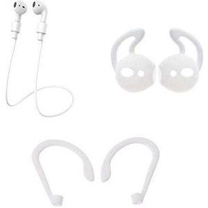 Accessoireset voor Airpods 2 (wimpers + oorhaakjes + oorhanger), siliconen (wit)