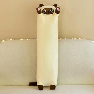 Giant Long Cat Plush Pillow Kawaii Soft Stuffed Toy Plushies Squishy Sofa Cushion Decor Birthday Gifts For Boys Grey 130cm 7