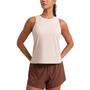 CRZ YOGA Cloudweight Crew Neck Workout Tanks Lichtgewicht Sporttops voor Dames Zachte Basic Hardloopshirts Mouwloos Witte opaal XS