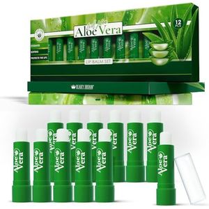 Set van 12 x Lippenbalsems met Aloe Vera - Langdurige Hydratatie voor Lipverzorging - Uniseks - Bijenwas - Vitamine E - Omega-3