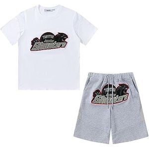 YOUPO Trapstar London Shooters Summer Trainingspak - Shorts en T-shirt met borduursel (Color : Wit, Grootte : S)