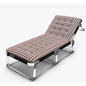 GEIRONV Metalen opklapbare zonnebank, 5 standen verstelbare rugleuning Tuinstoelen met relaxfauteuils Fauteuils (Color : Coffe, Size : 190x 68 x 28 cm)