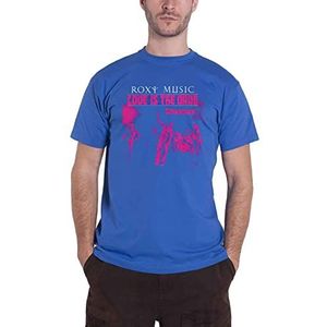 Roxy Music T Shirt Love Is The Drug Band Logo nieuw Mannen Royal Blauw S