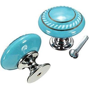 Keramische Knoppen Vintage Kastknoppen, 2 stuks blauw-kinderkamer geweldig en leuk decor trekknoppen for kast/kast/garderobe/lade/badkamer 7 kleuren beschikbaar(Color:Blu)