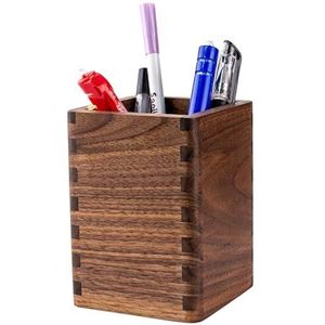 IRIVER BLANK Walnoot Potlood Penhouders Houder Stand voor Bureau Geometrische Potlood Cup Pot Leuke Desktop Kantoorbenodigdheden, Make-up Borstels Organizer (Walunt)