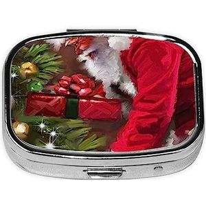 Vrolijk kerstfeest Kerstman pillendoos metalen pil organizer case draagbare pillendoos voor zak of portemonnee decoratieve geneeskunde organisator vitamine container