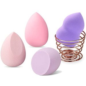 Beauty Blender, make-upsponsjes, 4 stuks met 1 houder, wasbaar, latexvrij, voor onberispelijke foundation, vloeistoffen, crème en poeder, cadeau voor vrouwen