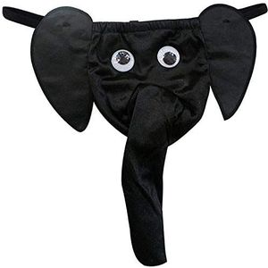 Bommi Fairy Mannen olifanten ondergoed pouch slips strings grappige low-rise-G-string sexy U-vormige hocker minnaar cadeau, zwart, Eén Maat grote maten