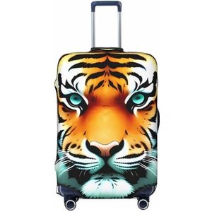 GFLFMXZW Little Fat Tiger Head Bagage Cover Stijlvolle Kofferhoezen Wasbare Stretch Koffer Protector Anti-Kras Reisbagage Covers voor 45,7-78,7 cm bagage, Zwart, XL