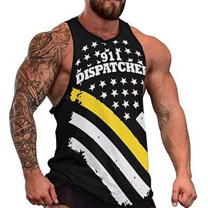 911 Dispatcher Dunne Gouden Lijn Vlag Mannen Tank Top Grafische Mouwloze Bodybuilding Tees Casual Strand T-Shirt Grappige Gym Spier