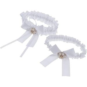 2-delige dames kant bloem been jarretellegordel ringen wit, 33 cm