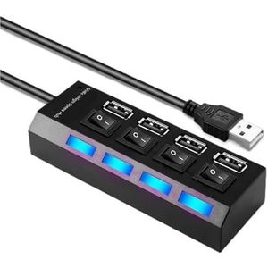 USB HUB 2.0/3.0 Multi 4 7 Usb-poort Met Power Adapter For Computer PC Laptop Accessoires Splitter USB Meerdere Hab Breed Toepasbaar(3.0 4 Port Black)