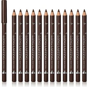 SUMEITANG 12-delige bruine wenkbrauwstift-eyelinerset, waterdichte wenkbrauwstift, gemakkelijk te verven, duurzame eyeliner-gelstift, professionele wenkbrauwstift, make-up potlood voor vrouwen