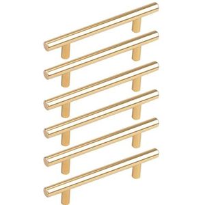 AOUHRHQPM Lade trekt 6 stuks kledingkast handgrepen, messing moderne dressoir trekt, gouden lade trekt 5 inch aluminium kast handgrepen, geborsteld messing handgrepen, voor moderne meubels