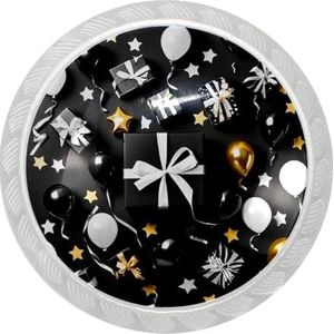 lcndlsoe Elegante ronde transparante kastknoppen - set van 4, voor ijdelheden, kasten en kasten, zwart-wit cadeau