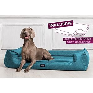 tierlando® Goofy Orthopedisch hondenbed, incl. matrasbeschermer voor grote honden, polyester, wasbaar, hondensofa, XL, XXL, XXXL, XXL + 160 cm, 38 l, petrol gemêleerd