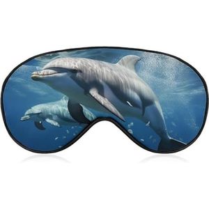 Schattig dolfijnen slaapmasker, licht blokkerend oogmasker, comfortabel en zacht, oogbedekking met elastiek, geschikt voor mannen en vrouwen, geschikt voor reizen en slapen
