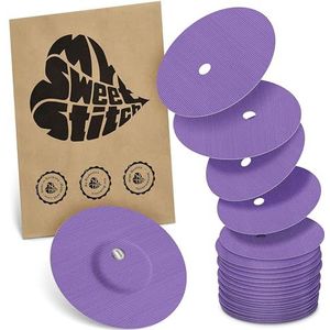 MySweetStitch | Pleister voor de Freestyle Libre 3 Sensor met VENTILATIEGAT | Waterdicht, ademend en huidvriendelijk Rond (25 stuks) | Made in Germany | Buiten Ø 65mm, binnen Ø 6mm | Paars
