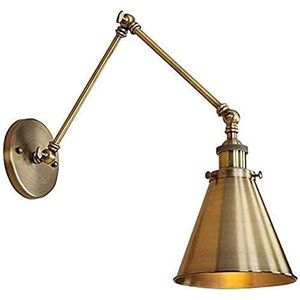 Binnen wandlamp Klassieke Nostalgische Swing Arm Wall Light Messing Afwerking Verstelbare Edison Industrial Wall Sconce Vintage Wall Lamp Gemonteerde Verlichting Kegel Schaduw for Woonkamer Slaapkamer