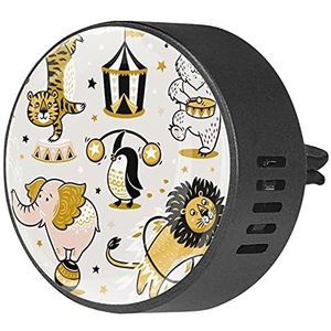 BestIdeas 2 STKS Vent Clips Auto Luchtverfrisser met Cartoon Circus Dier Leeuw Tijger Pinguïn Grappig, Aromatherapie Essentiële Olie Diffuser