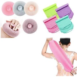 8 stuks exfoliërende doucheborstels rugscrubber for doucheset, zachte badsponsreinigingsborstel, massagebadsponsbal met zuignap