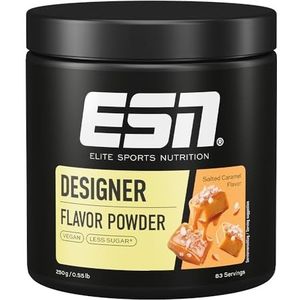 ESN Designer Flavor Powder, Salted Caramel, 250 g, 83 Porties - Veganistisch - Laag in Calorieën, Suikervervanger met Zoetstoffen voor Voedsel en Dranken, Perfect voor Kwark of Skyr