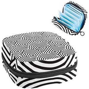 Periode Pouch, Draagbare Tampon Storage Bag voor Maandverband, Geometrisch, Meerkleurig, 4.7x6.6x6.6 in/12x17x17 cm
