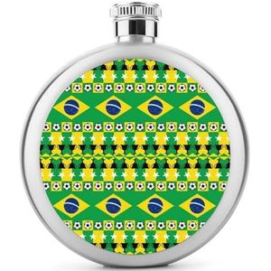 Braziliaanse vlag voetbal roestvrij staal wijnfles voor mannen vrouwen fles draagbare drank fles voor bruiloft reizen
