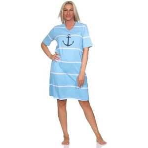 Normann Damesnachthemd in maritieme look met ankermotief - ook in grote maten, lichtblauw, 40/42