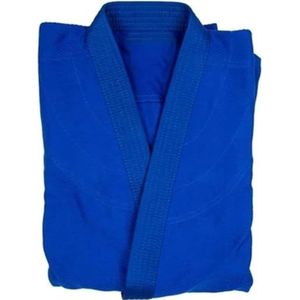 Taekwondo krijger kostuum Unisex katoenen judopak met witte band, blauw, wit, meerdere maten(Blue,M-150CM)