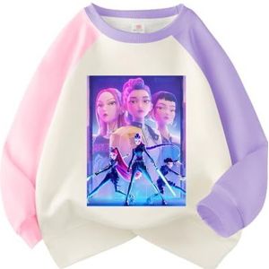 MAOXITCATY Meisjestrui met ronde hals en lange mouwen, kleurvlakken, charmante lente- en herfstmode voor meisjes,Style 1,140cm