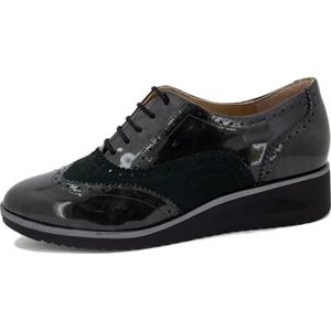 Gasymar - 9621 veterschoen lakleer zwart/grijs voor dames, Groen 36926, 37 EU