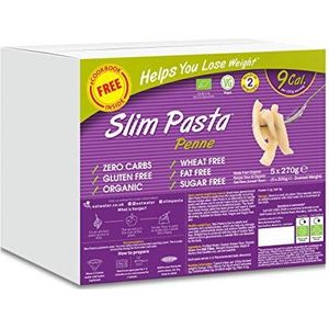 Eet Water Slim Pasta Penne Zero Koolhydraten Enviro 5 Pack * 270 Gram | Gemaakt van Glutenvrij Biologisch Konjac Meel | Keto Paleo Dieet en Vegan |