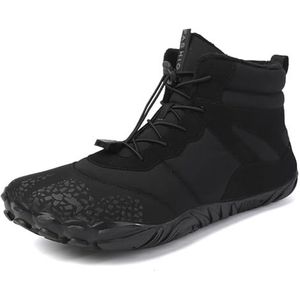 Barefoot Schoenen Heren Dames Brede Teen Box Winter Minimalistische Trail Runner Gewatteerde Warme Zero Drop Sole Katoenen Laarzen Sneakers (Color : Black, Size : EU42)