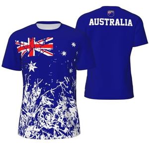 Sport T-Shirt Vintage Australië Vlag Graan Tees 3D Gedrukt voor Fitness Running Voetbal, Meerkleurig, 4XL