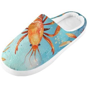 KAAVIYO Kinderen Cartoon Kreeft Cartoon Blauwe Raket Outdoor Slippers Katoen Huisschoenen Winter Antislip Fuzzy Voeten Slippers voor Indoor Mannen Vrouwen Meisje, Patroon, Small