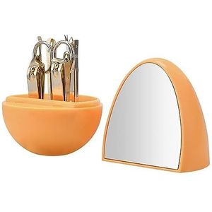 Manicureset, nagelknipperset, 8-delige nagelverzorgingsset met eivormig reisetui, veelkleurig(Orange)