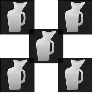 5 Set herbruikbare wasbare draagbare urinoirfles voor gehandicapte oudere vrouwen wit, 1000 ml
