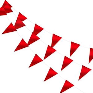 LUQ – Luxe Rode Slingers – Vlaggenlijn 10 Meter - Verjaardag Slinger Versiering Feestversiering Vlaggen Decoratie Rood