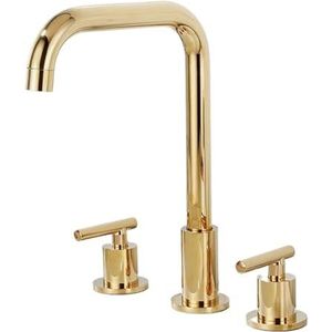 Wastafelkranen messing gepolijst chroom badrandcombinaties ronde badkamer wastafel 3 gaten dubbele handgrepen warm en koud water kraan (groen)