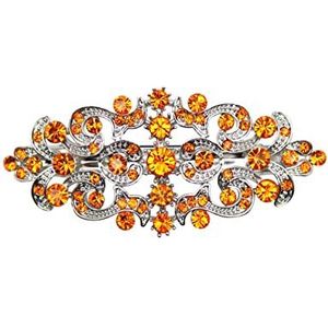 Faship Prachtige Oranje Rhinestone Crystal Bloemen Barrette Clip